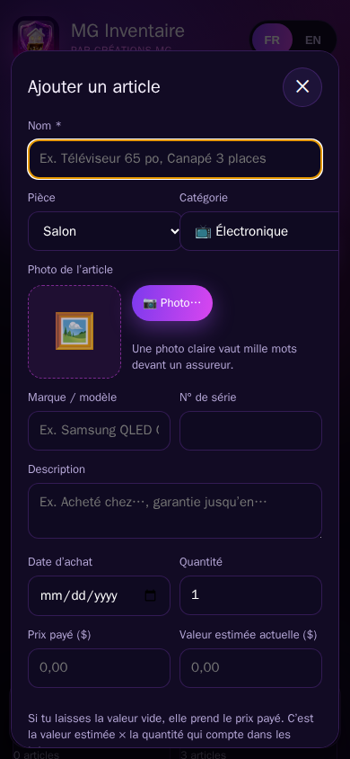 MG Inventaire — rapport pour l'assureur