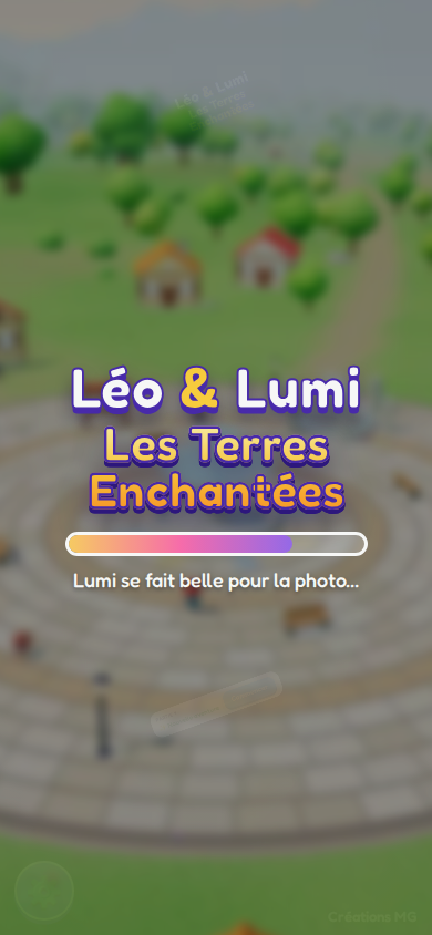 Léo & Lumi — Les Terres Enchantées : le Village de Clairval en 3D pendant le chargement du monde (portrait)