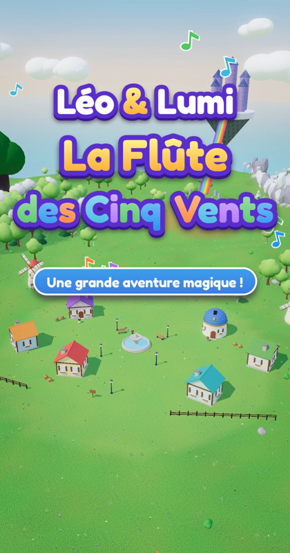 Écran titre de Léo & Lumi — La Flûte des Cinq Vents, avec le bouton Installer le jeu