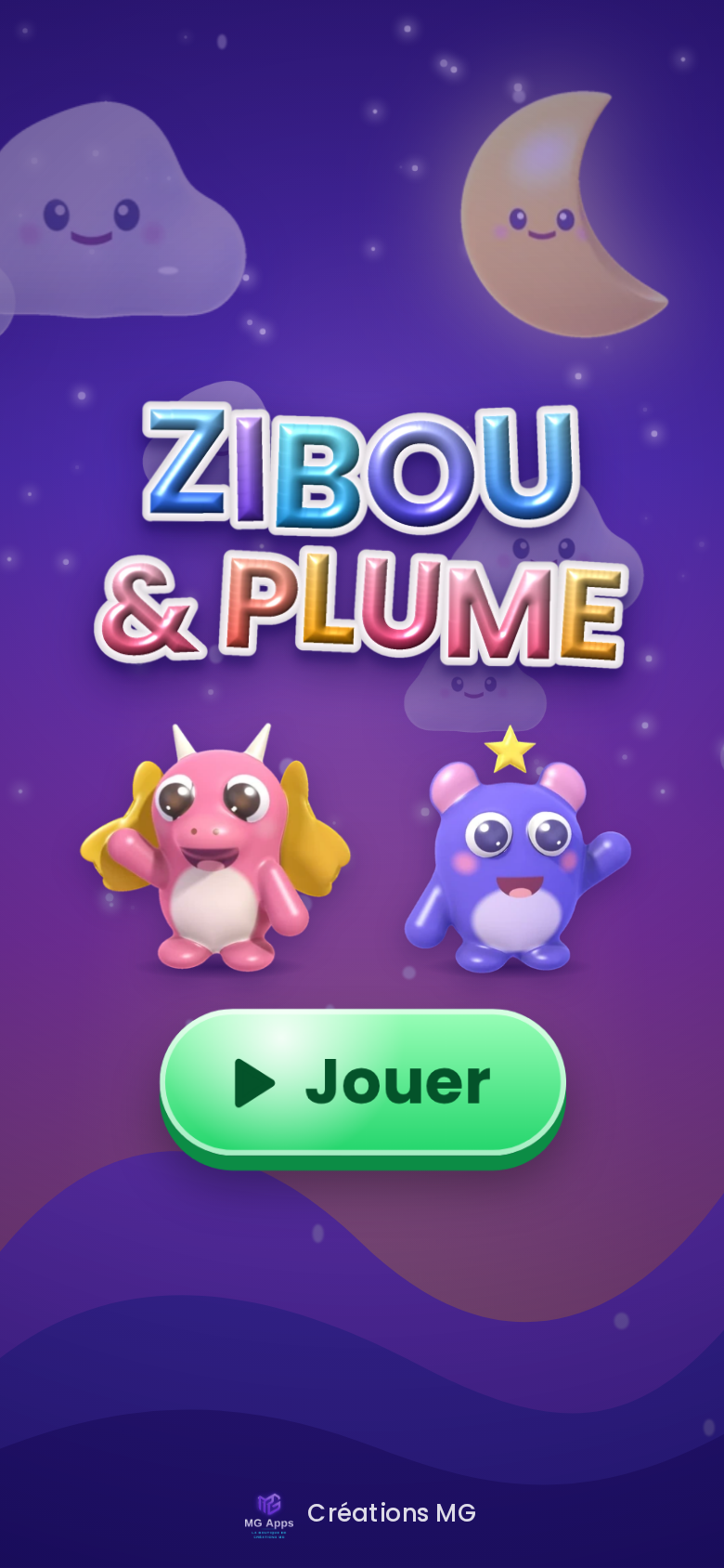 Écran titre de Zibou & Plume, avec les deux personnages